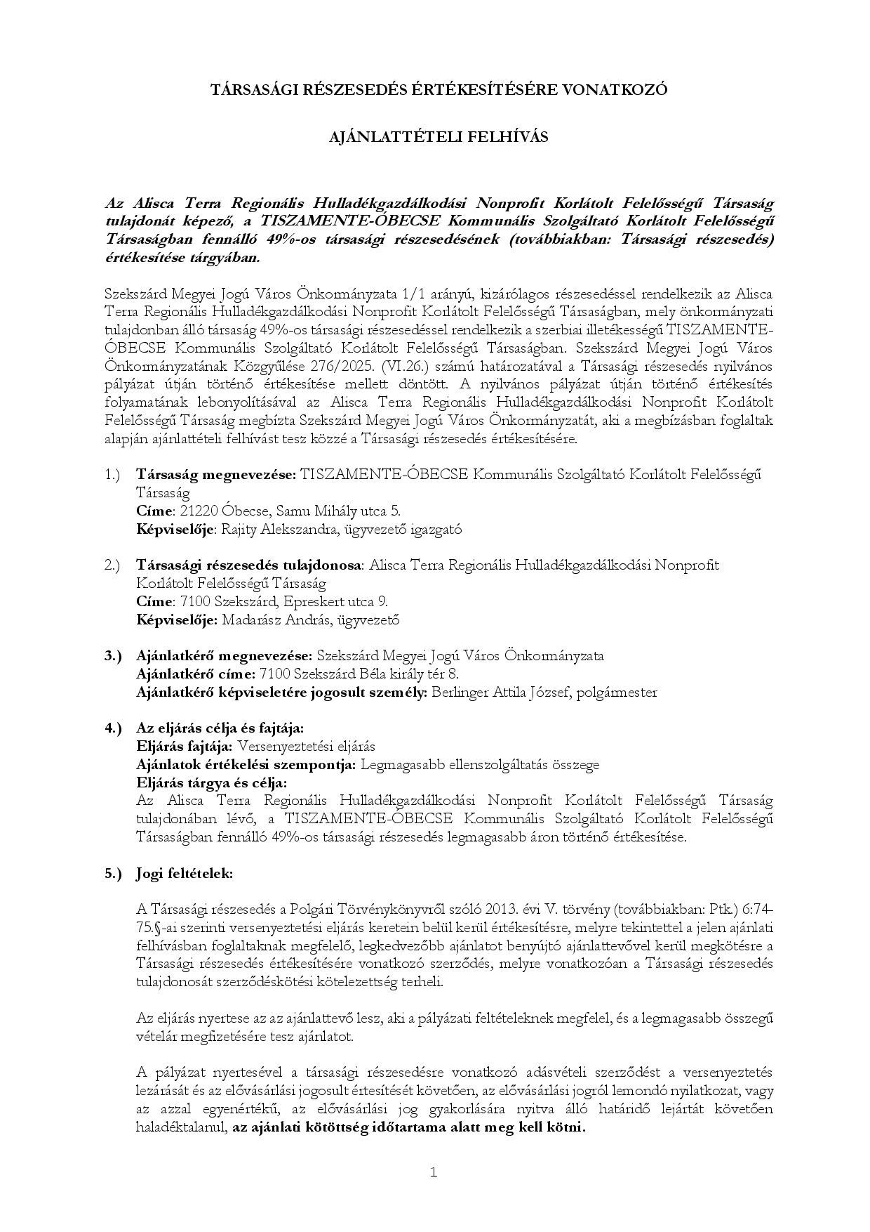Ajánlattételi Felhívás társasági részesedés értékesítésére-0001.jpg