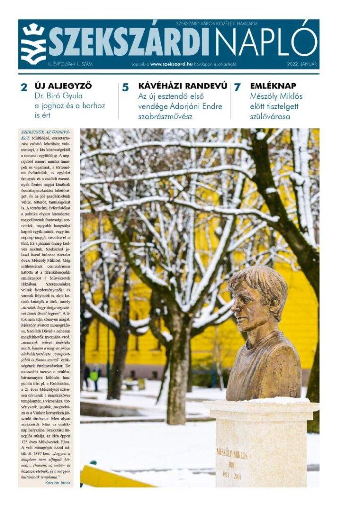 Szekszárdi Napló 2022.02.01 címlap