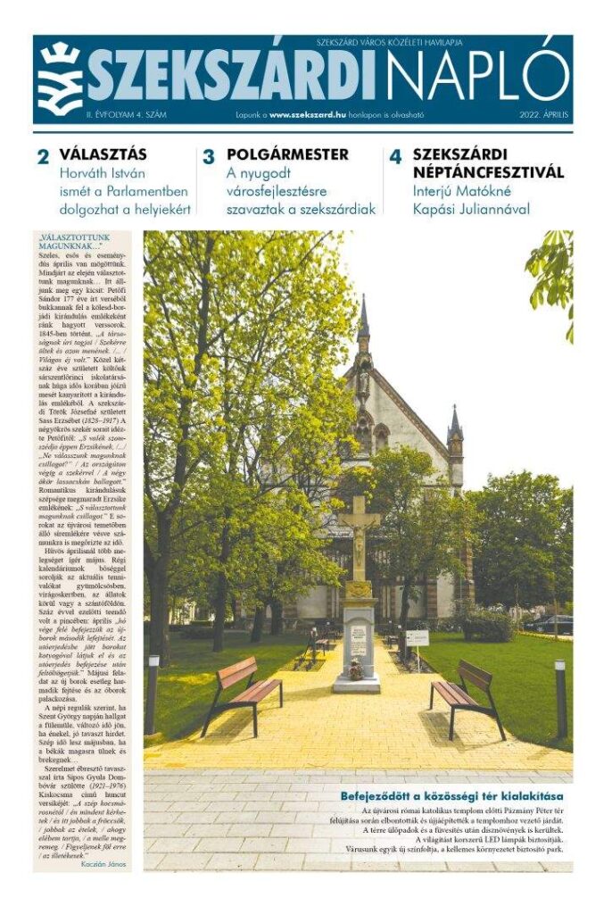 Szekszárdi Napló 2022.04.15 címlap