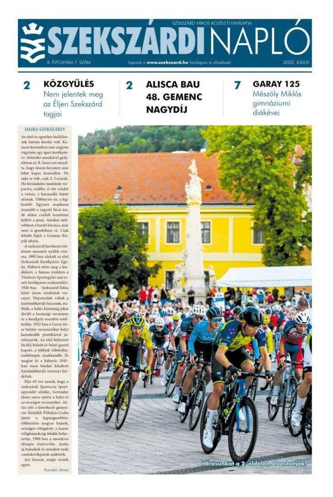 Szekszárdi Napló 2022.07.28 címlap