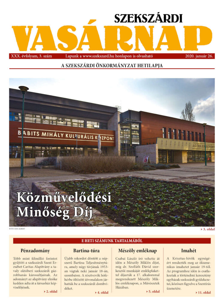 Szekszárdi Vasárnap 2020.01.26 cimlap