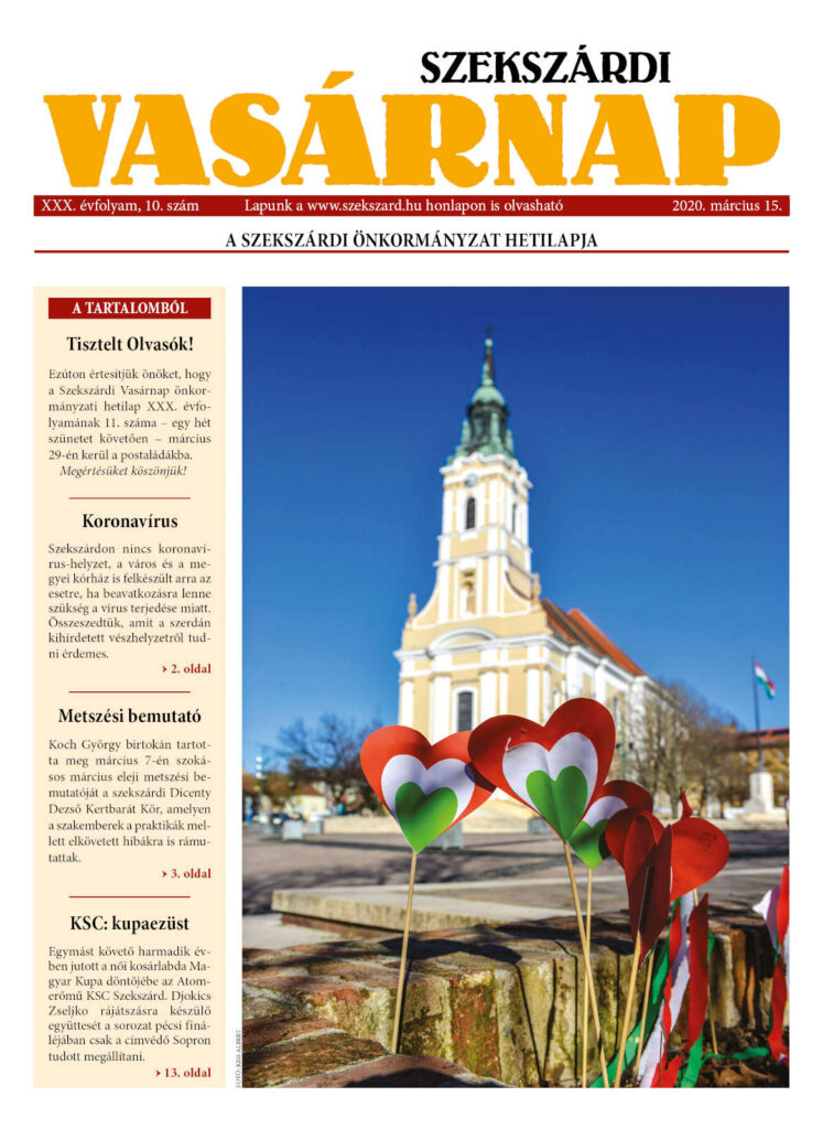Szekszárdi Vasárnap 2020.03.15 cimlap