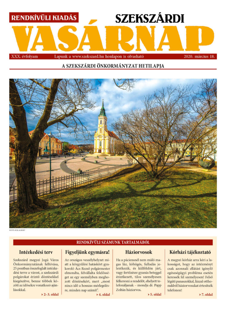 Szekszárdi Vasárnap 2020.03.18 cimlap