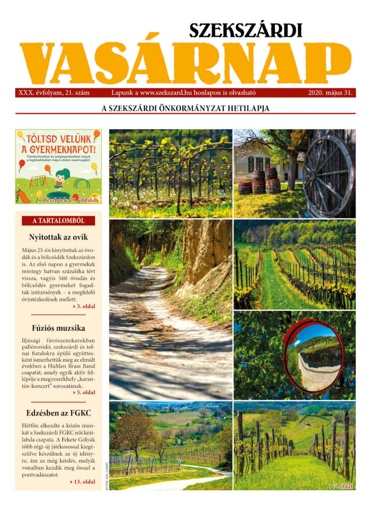 Szekszárdi Vasárnap 2020.05.31 cimlap