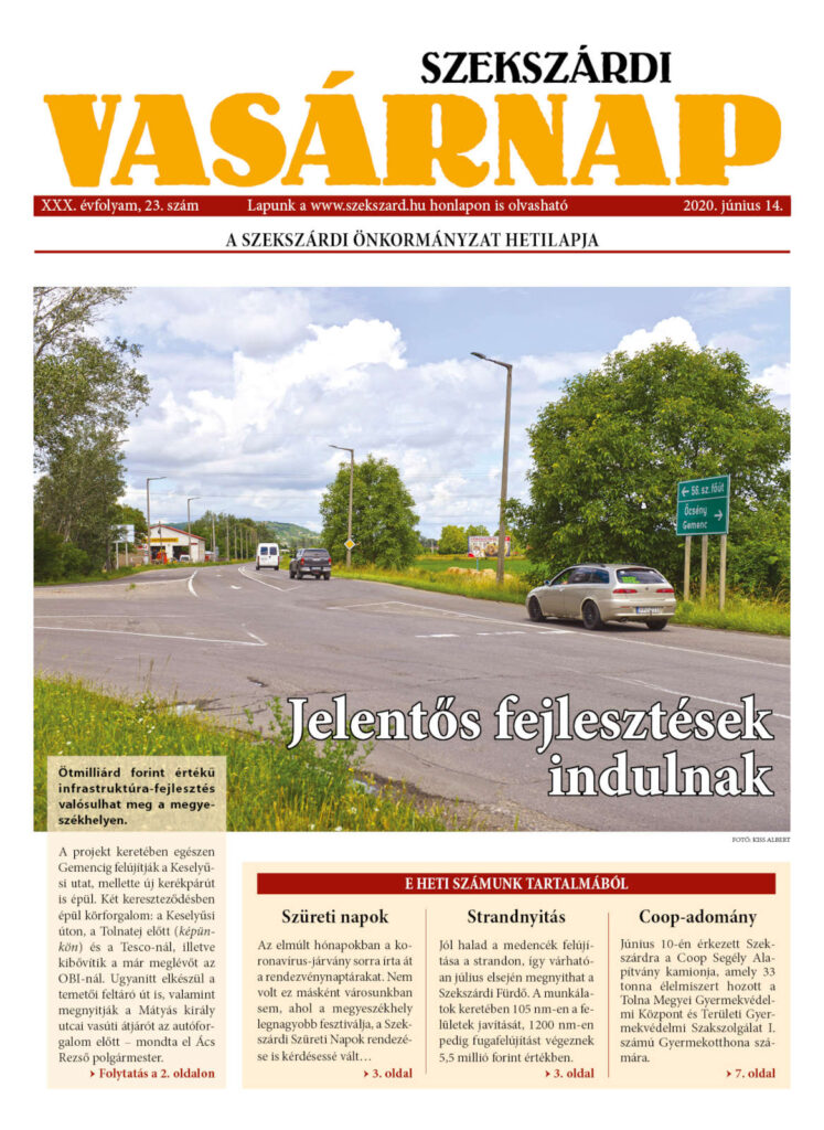 Szekszárdi Vasárnap 2020.06.14 cimlap