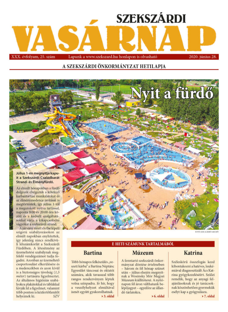 Szekszárdi Vasárnap 2020.06.28 cimlap