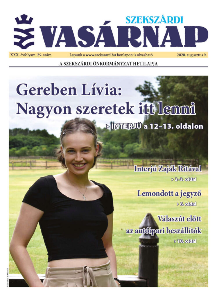 Szekszárdi Vasárnap 2020.08.09 cimlap