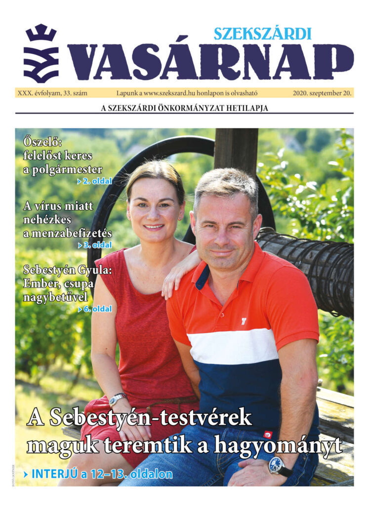 Szekszárdi Vasárnap 2020.09.20 cimlap